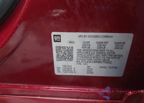 2024 Buick Envista Avenir из США, поврежденный, VIN KL47LCE28RB070911